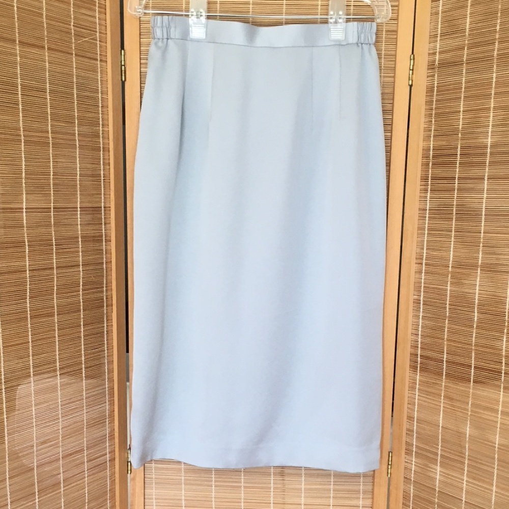 Silver Satin Skirt with lining, zipper & slit, 6